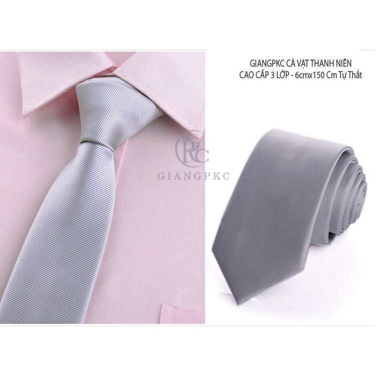 [HCM]Phụ kiện nam cà vạt nam bản 6cm Giangpkc tháng 5-2021- calavat mẫu xám kẻ tăm Giangpkc