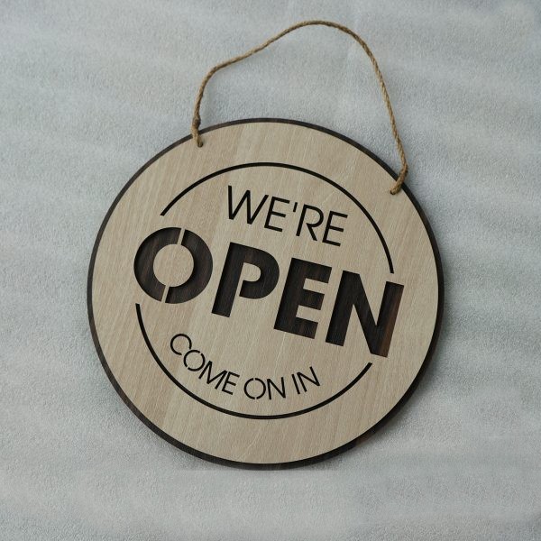 Bảng gỗ treo cửa hàng Open Closed trang trí quán MGUI-BG17