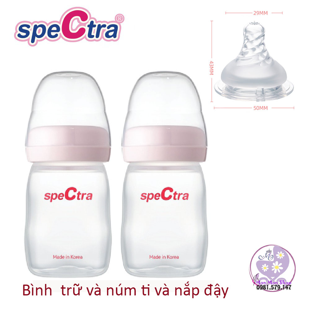 Bộ 2 bình trữ sữa mẹ Spectra 160ml tương thích máy hút sữa Spectra và Avent, BPA Free