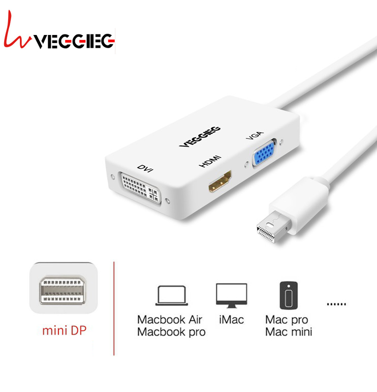 Cáp chuyển đổi mini displayport sang vga, hdmi, dvi hàng chính hãng veggieg - thunderbolt to hdmi,vga dùng cho macbook