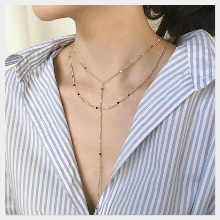 Bộ 2 dây chuyền titan không đen tt 1725