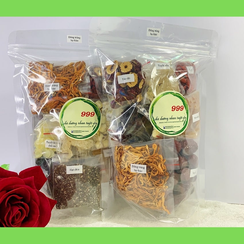 🌺 Set chè dưỡng nhan tuyết yến đông trùng hạ thảo siêu ngon và dinh dưỡng - 600 gram dùng cho 10-12 người 😘
