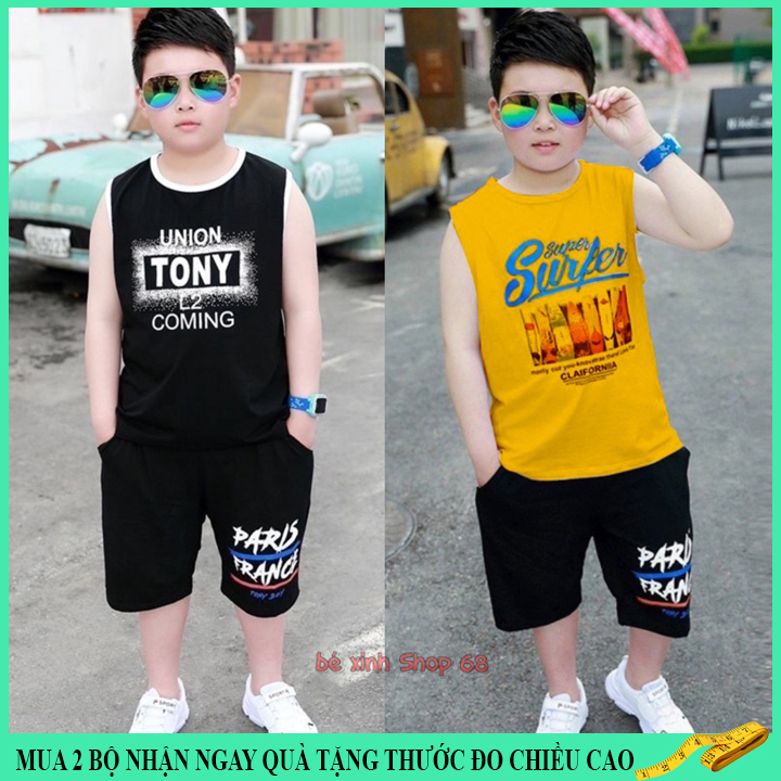 Quần áo bé trai sát nách từ 15-45kg, đồ bộ bé trai 4-14 tuổi UNIONST cực kì nam tính, vải mềm mát thấm hút tốt,hàng may kĩ