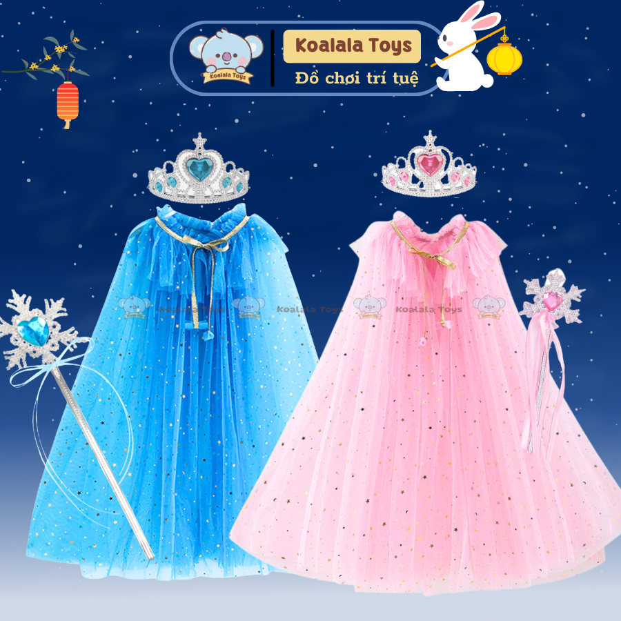 Set đồ hóa trang công chúa Elsa cho bé 3 chi tiết áo choàng gậy vương miện Đồ chơi Trung Thu cho bé gái HÀNG LOẠI 1 cho bé 2 3 4 5 6 7 tuổi KOALALA TOYS
