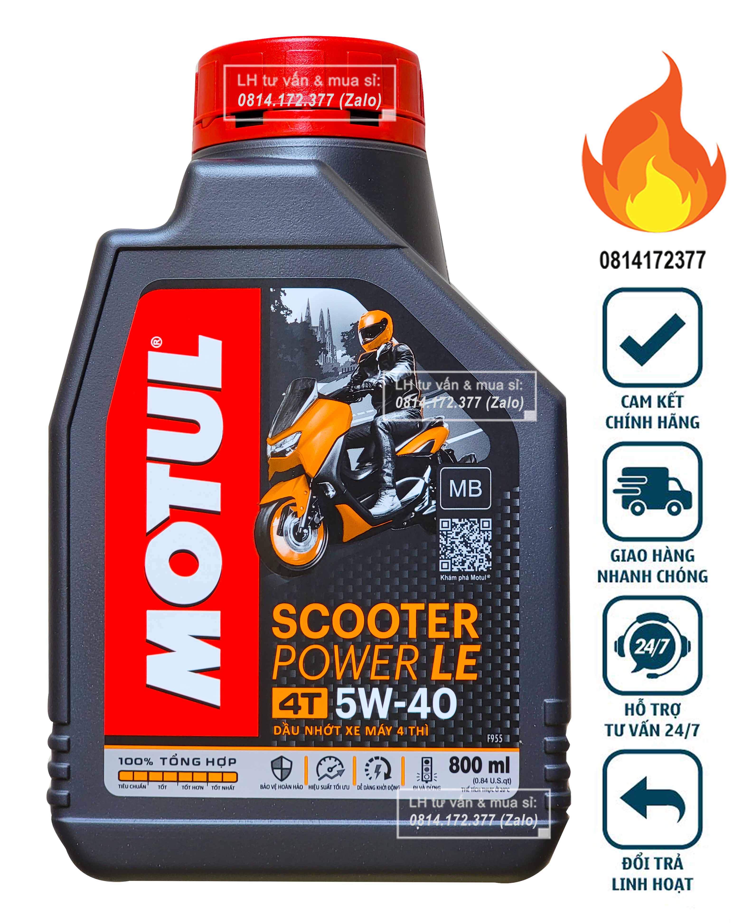Bình 0.8l - dầu nhớt xe tay ga motul scooter power le 5w40 800ml