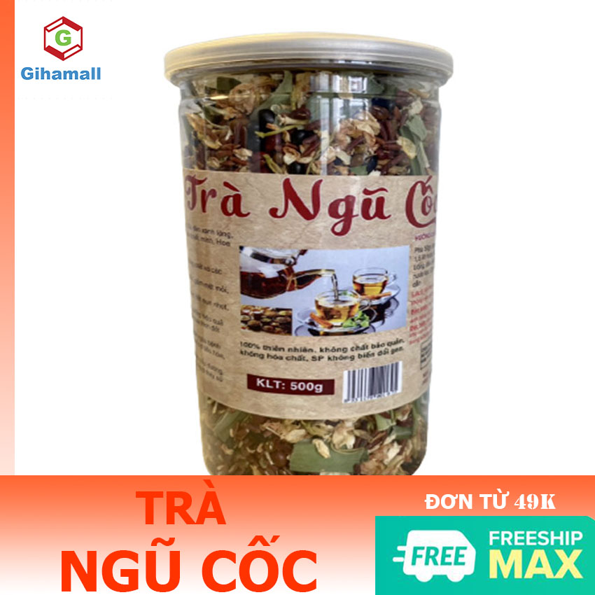 [HCM][ HÀNG CAO CẤP] Trà Ngũ Cốc - Gihamall Được làm từ gạo Lứt giúp An Thần Ngủ Ngon thải độc cơ thể da căng sáng điều hòa huyết áp Hộp 500g