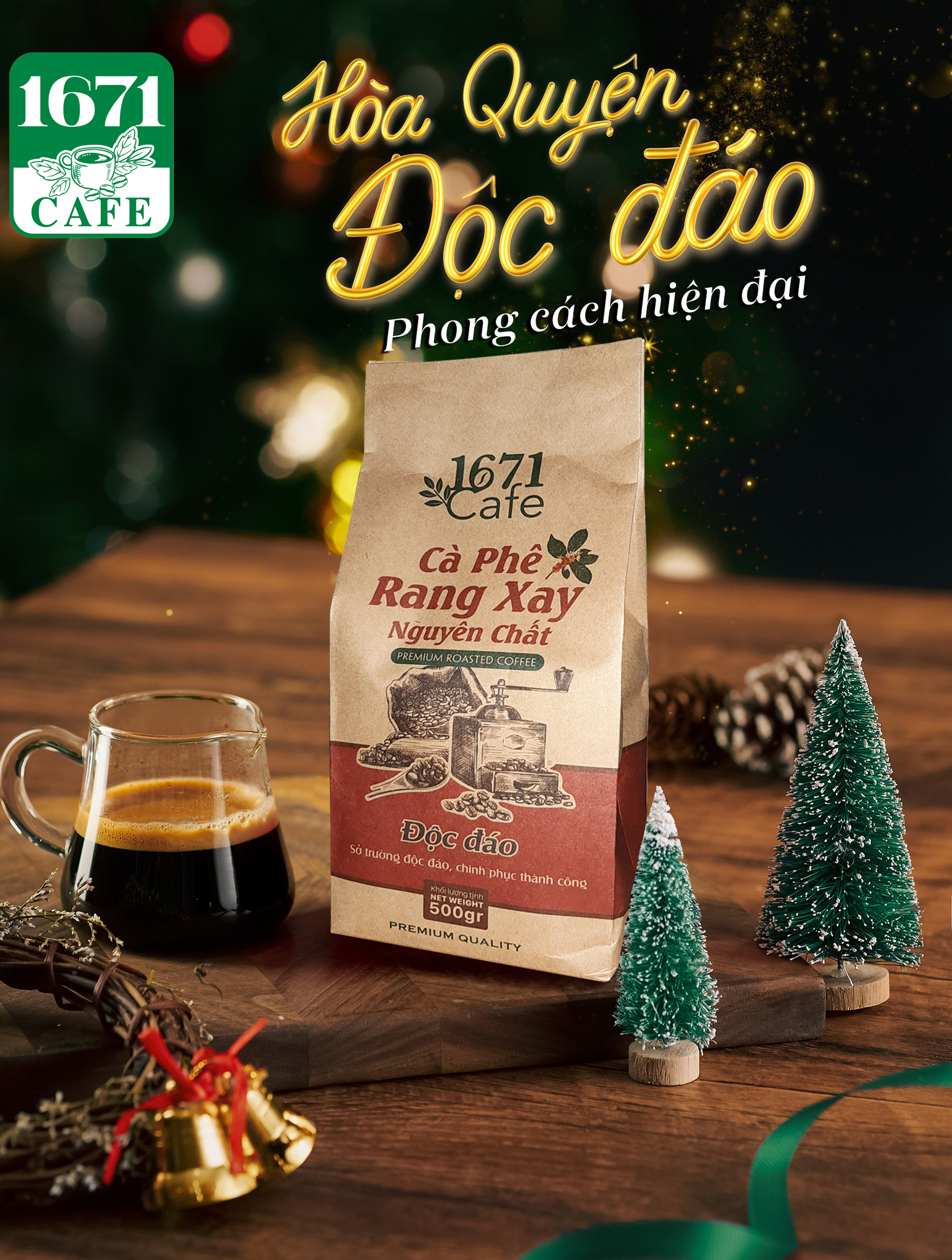 Cafe rang xay nguyên chất gói 500g, cafe 1671