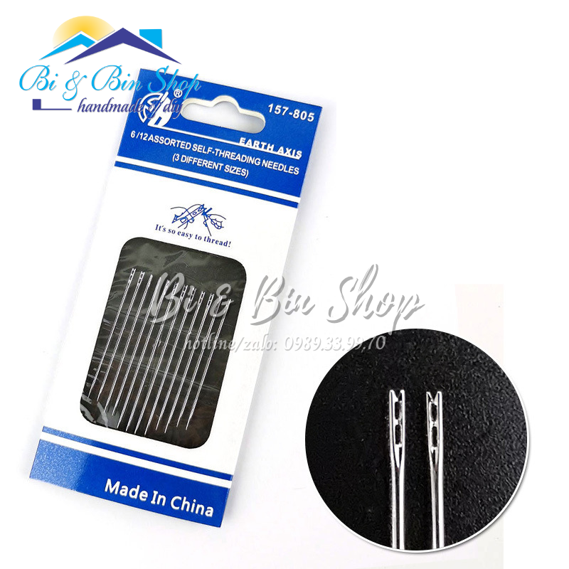 Vỉ 12 kim khâu tay đit kim lớn hở dễ dàng xỏ chỉ nhiều kích cỡ đa năng