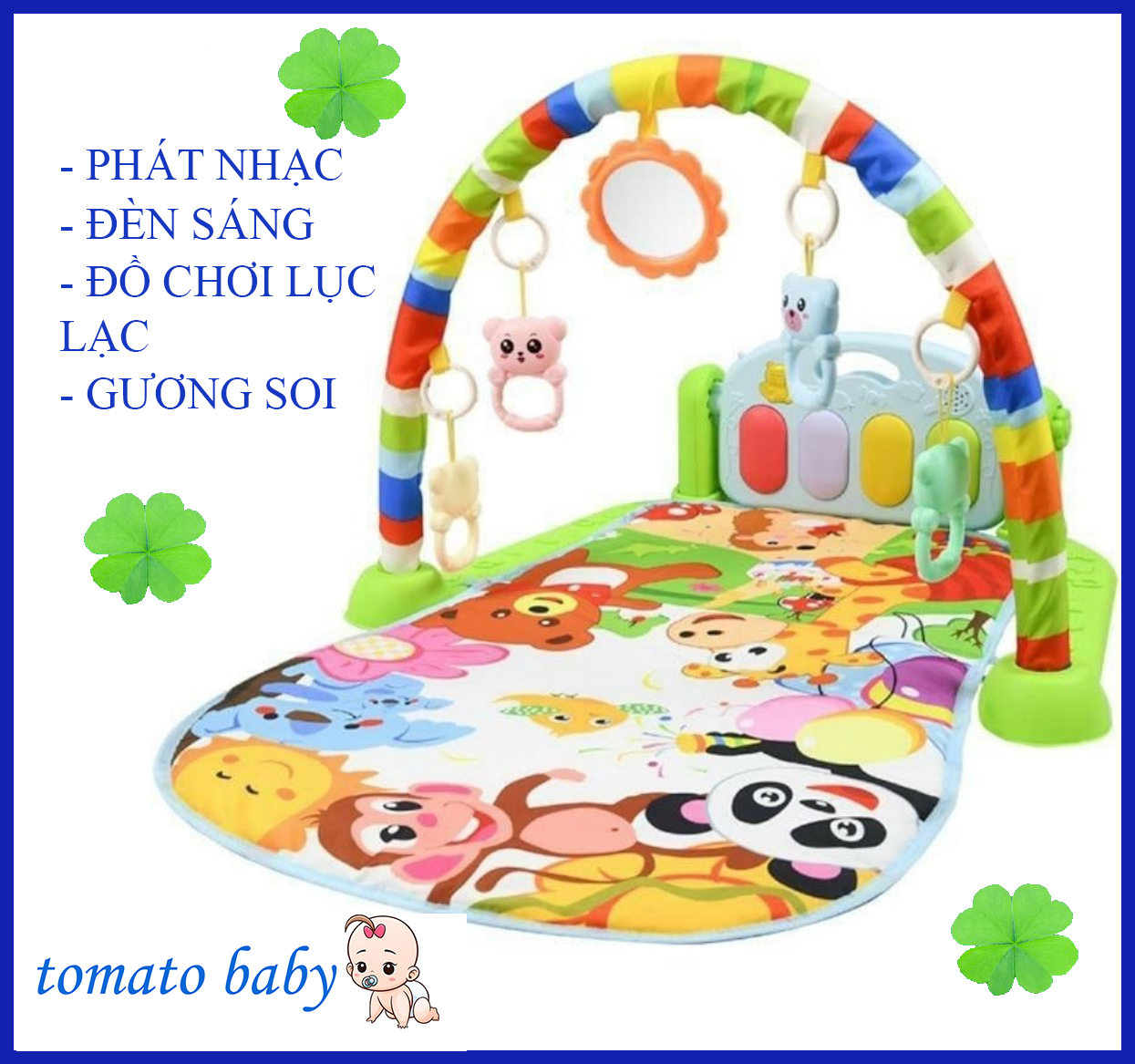 Thảm nhạc piano cao cấp cho bé nằm chơi có nhạc và đồ chơi lục lạc - Thảm nhạc cho bé