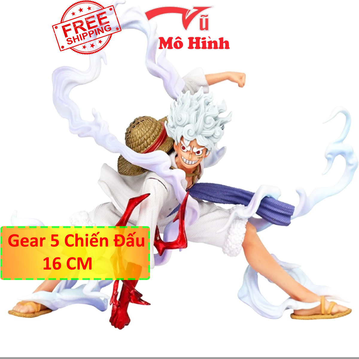 Mô Hình One Piece Luffy nika gear 5 trạng thái chiến đấu siêu ngầu cao 16cm nặng 320g , Figure OnePiece - Vũ mô hình