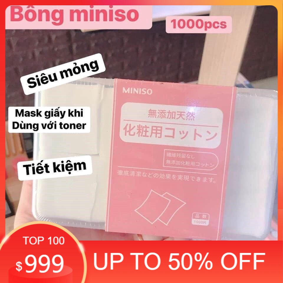 Bông tẩy trang miniso nhật bản 475 - 1000 miếng