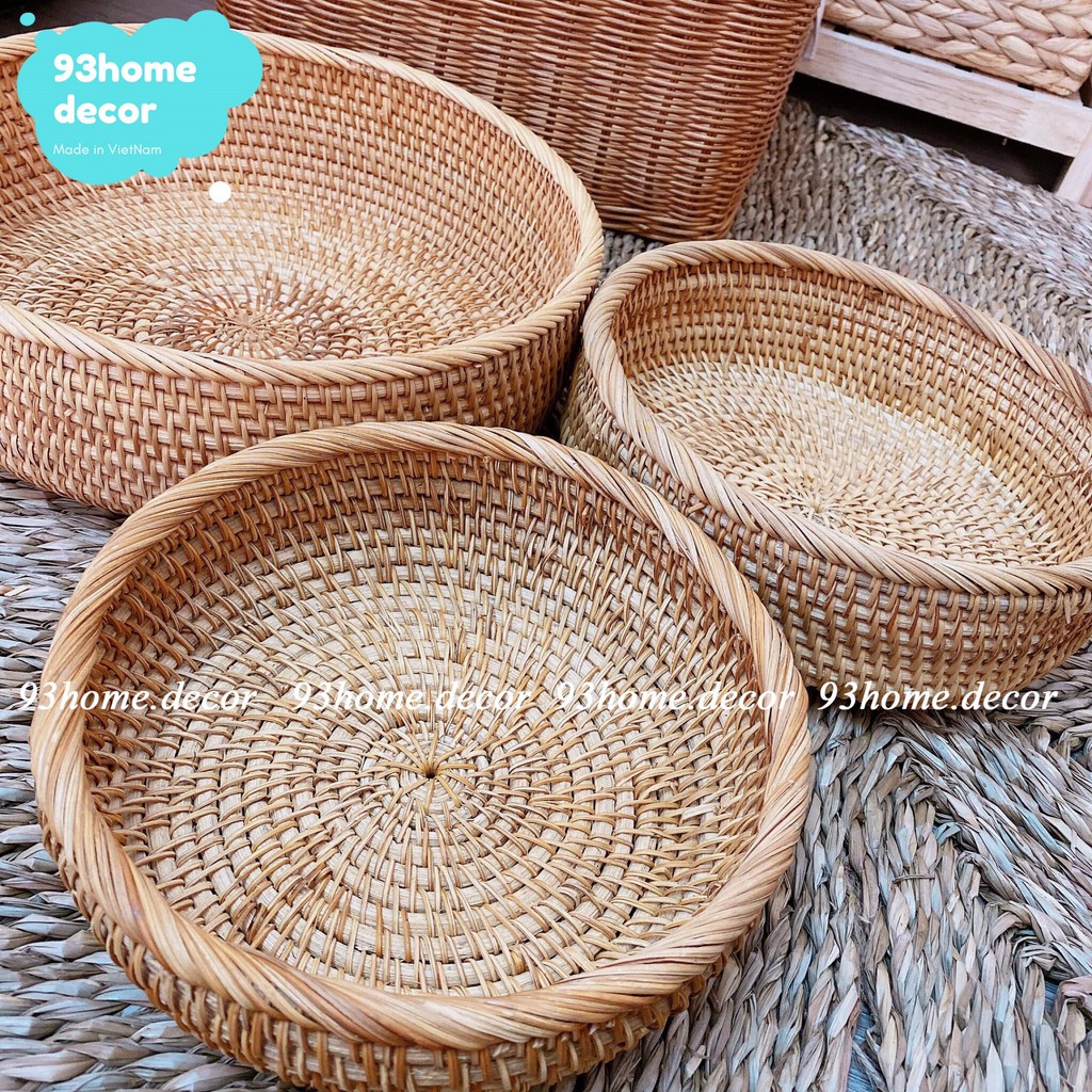 Rổ mây tròn đựng đồ đa năng, rổ mây trang trí đựng hoa quả, rổ mây tự nhiên decor