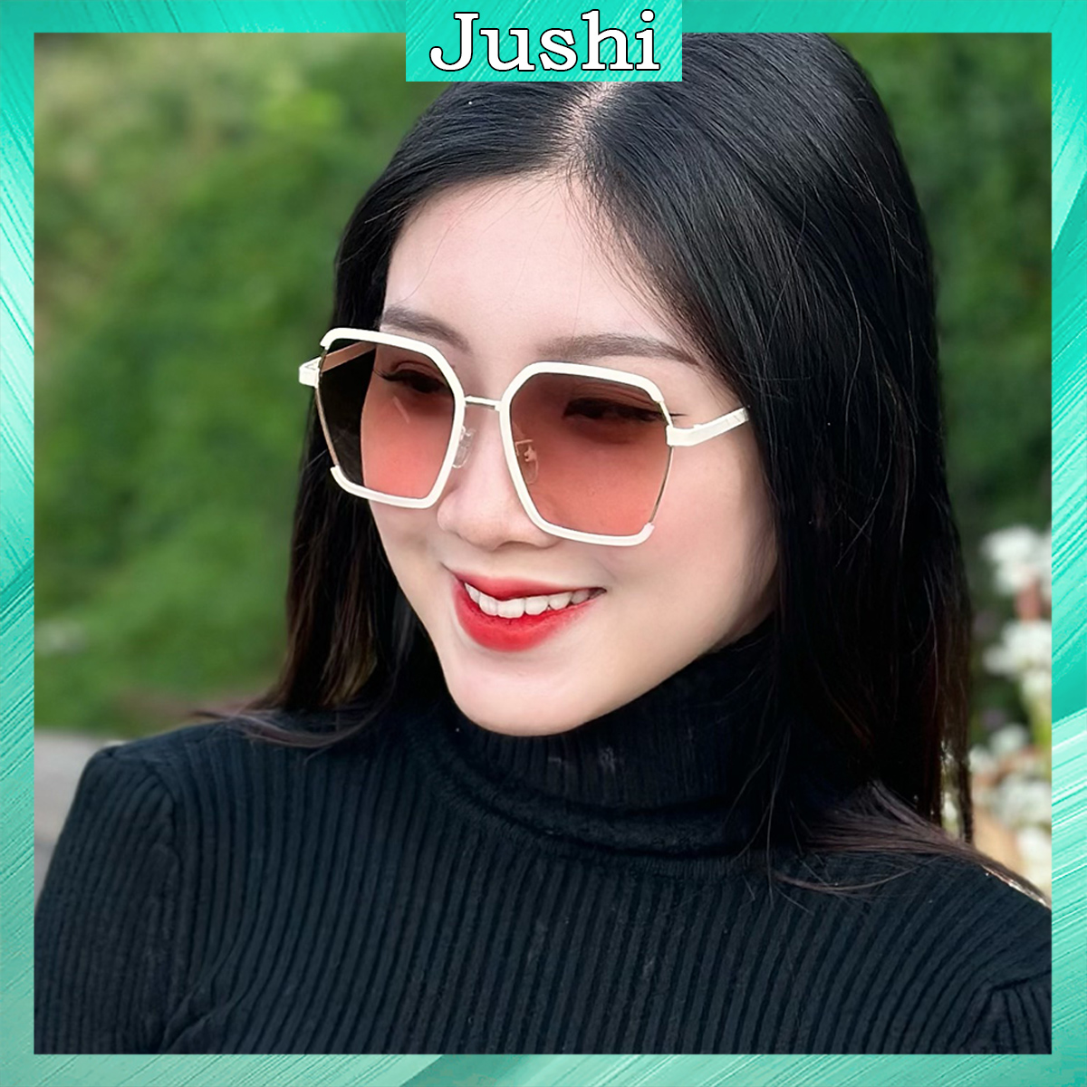 Kính mát nữ thời trang 2024 mắt kính râm nữ đẹp gọng kim loại đi biển, đi chơi chống tia UV
