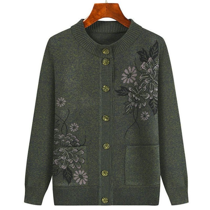Áo khoác len trung niên nữ cardigan, áo khoác len trung niên món quà tặng mẹ biếu bà