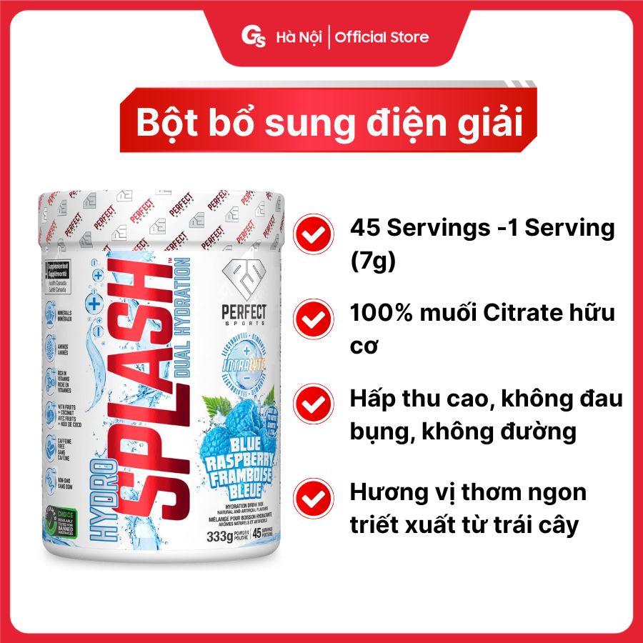 Bột điện giải Perfect Sports Hydro Splash Dual Hydration (45 Servings) - GYMSTORE