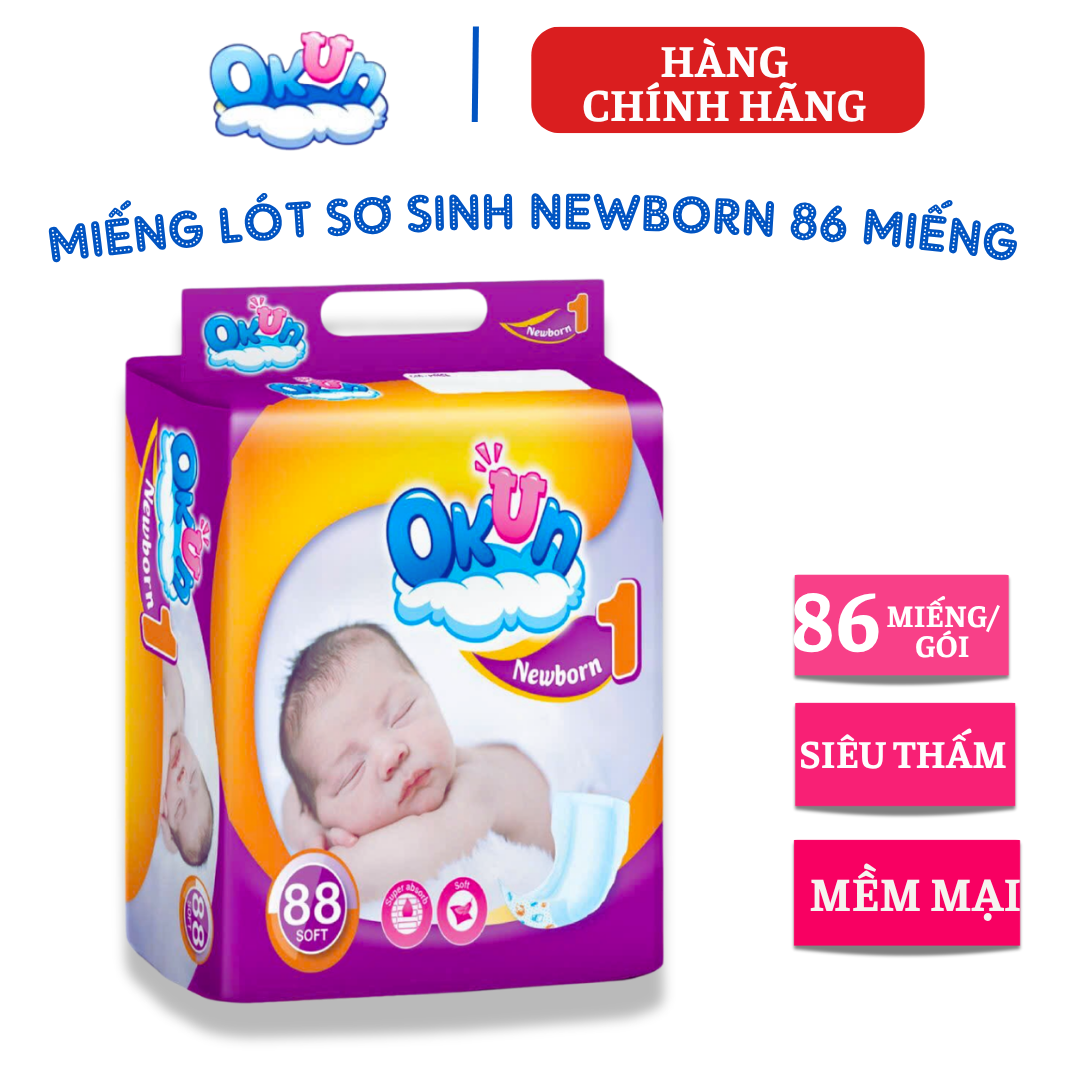 {Hàng chính hãng} Miếng Lót Sơ Sinh OKUN siêu mềm, siêu thấm. Miếng lót Newborn 1 chính hãng. Tấm lót sơ sinh.Tã giấy sơ sinh, miếng lót sơ sinh dán. Miếng lót NB1, bỉm dán sơ sinh