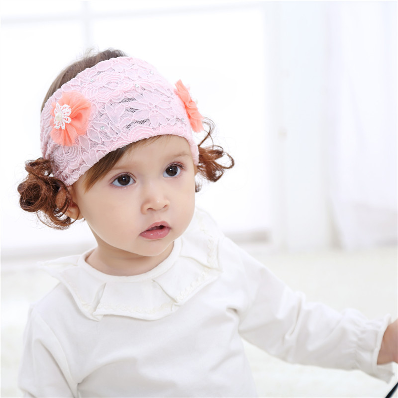 Băng đô tóc giả 2 bông hoa xinh xắn cho bé yêu(6 tháng-4 tuổi)