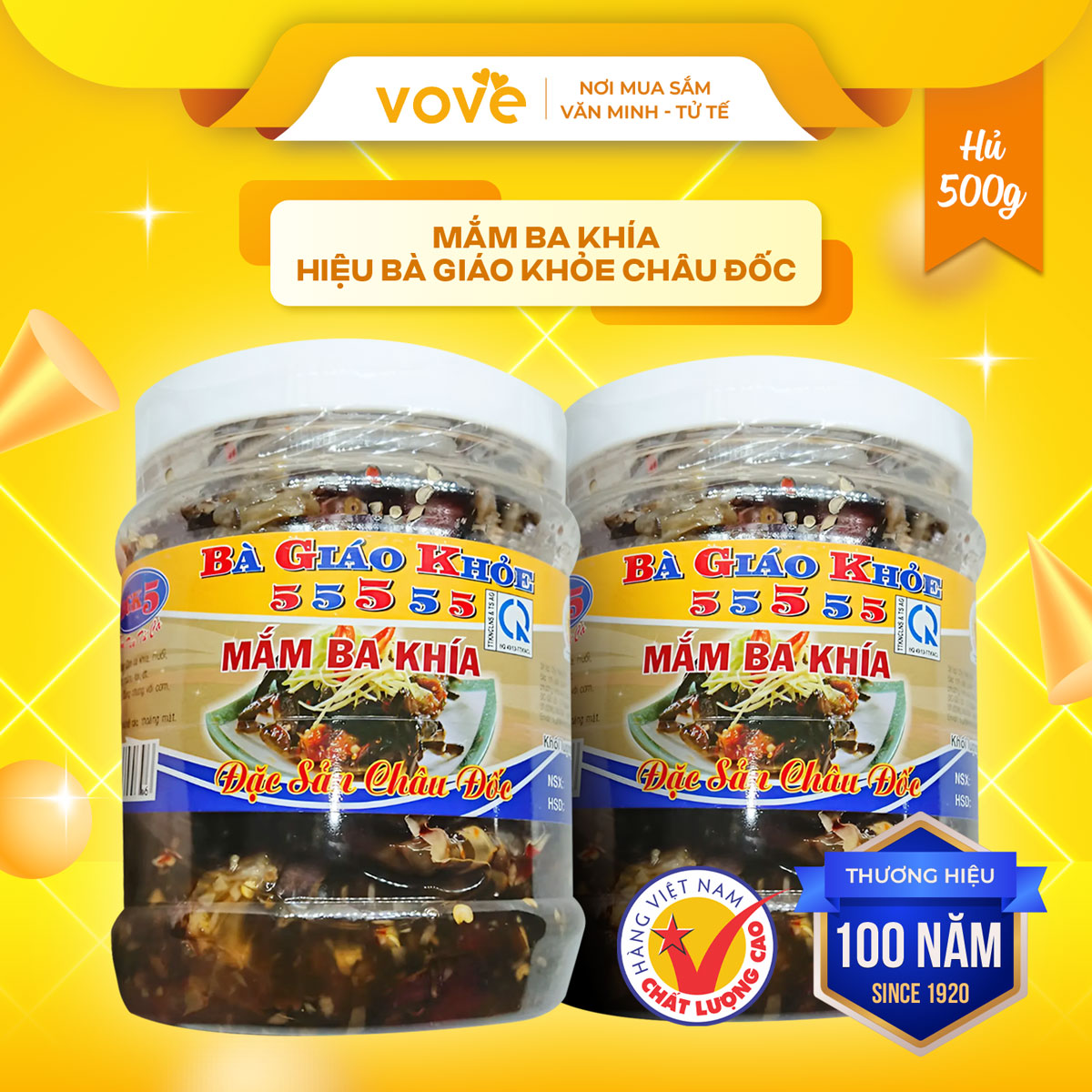 Mắm Ba khía hiệu Bà Giáo Khỏe Châu Đốc 500gr