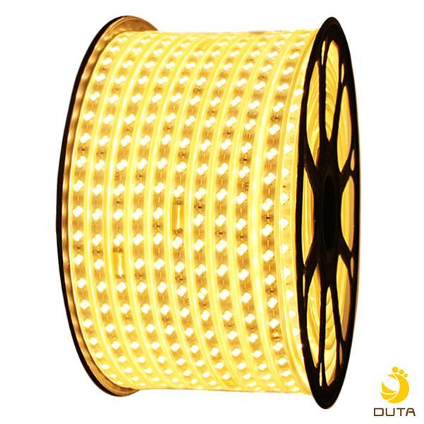 Cuộn led dây 2 hàng bóng 5730 siêu sáng ánh sáng vàng + 3 dây nguồn 220v