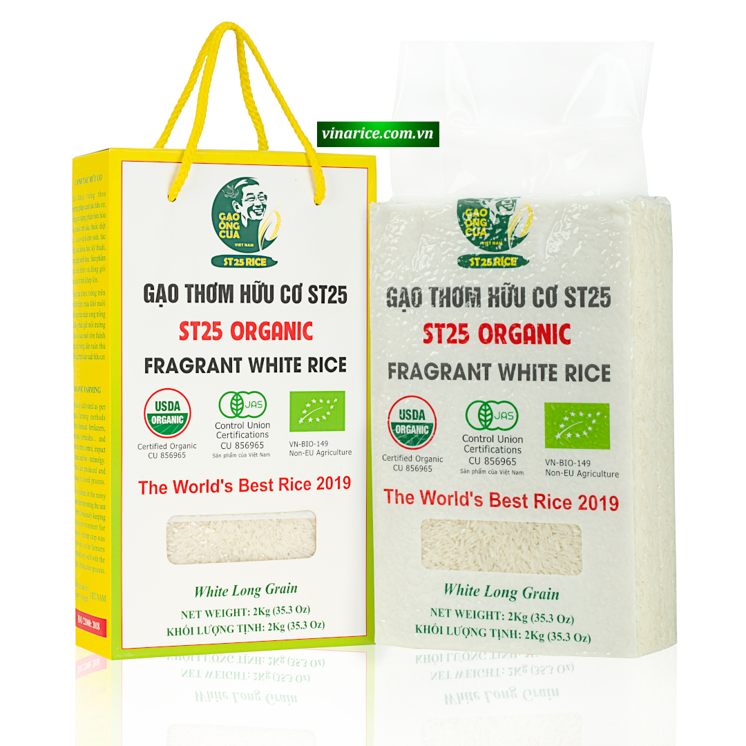 Gạo ST25 Organic hộp 2kg - hàng chính hãng Ông Cua
