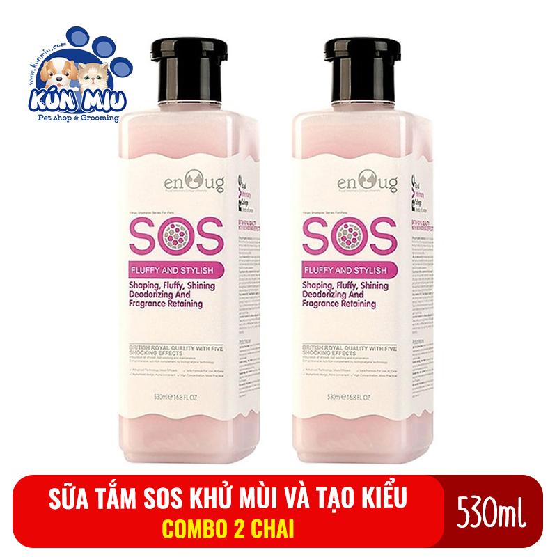 [Hoàn Tiền 10%] Combo 2 chai Sữa tắm SOS cho chó mèo giúp khử mùi và tạo kiểu chai 530ml màu hồng (HÀNG CHÍNH HÃNG)