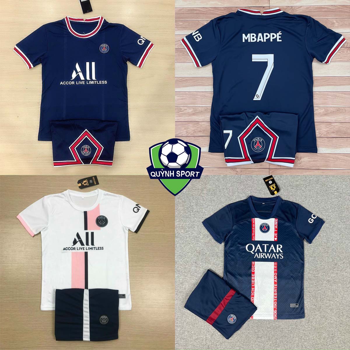 Áo bóng đá trẻ em clb psg - vải mè thái cao cấp