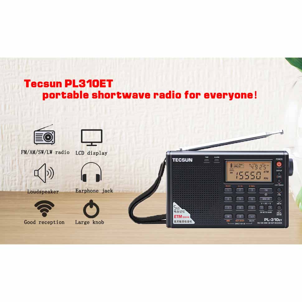 Máy nghe đài tecsun pl-310et đầy đủ tần số fm / am / sw / lw kỹ thuật số