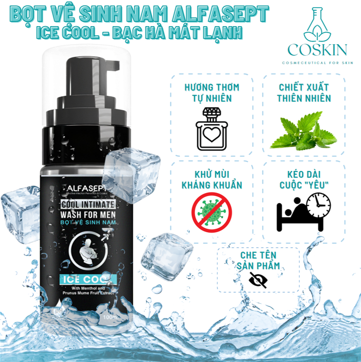 Bọt Vệ Sinh Nam ALFASEPT Cool Intimate Ice Cool Giúp Ngăn Ngừa Vi Khuẩn