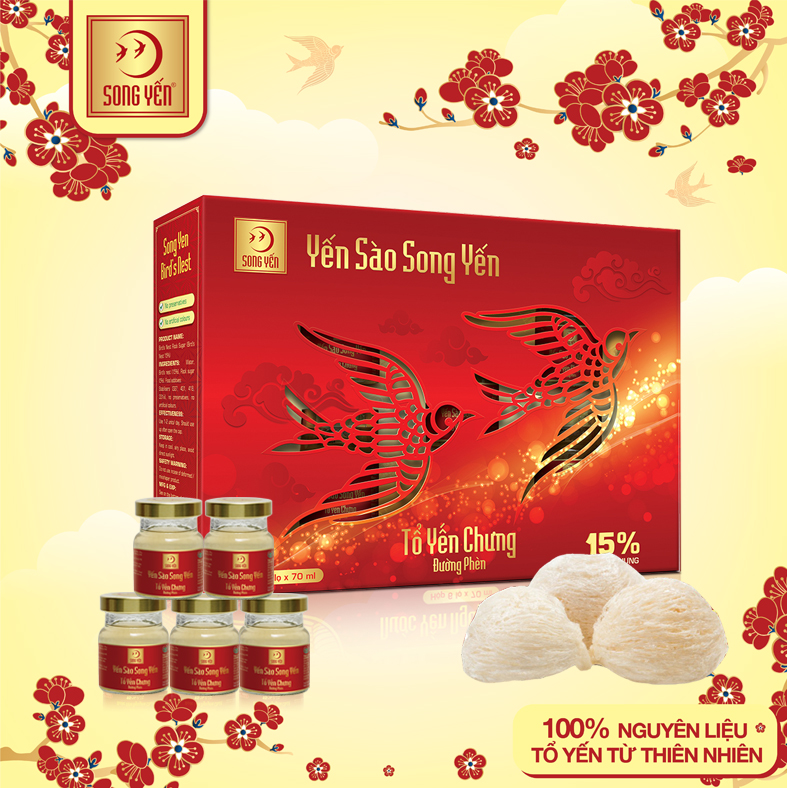 Tổ yến chưng đường phèn 15% - yến sào song yến