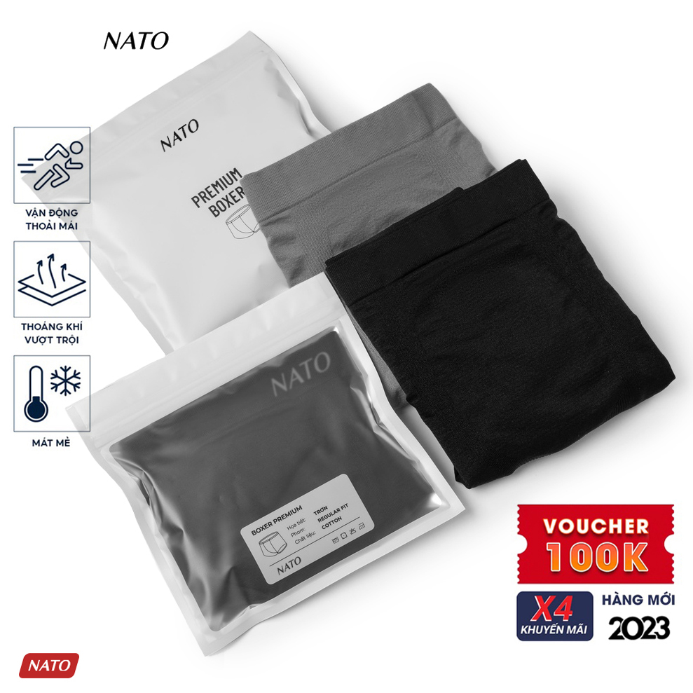 COMBO Quần Lót AMIDE Nam Vải Cotton 100% Thun Lạnh Đơn Giản Cao Cấp Màu Đen Xám Trơn Boxer Sịp Đùi Trắng Xì Lip Sì NATO