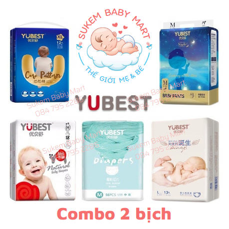 Combo 2 bịch bỉm yubest natural/ angel/ gold/ night dán/quần đủ size s90/m84/l78/xl72/xxl66/xxxl66