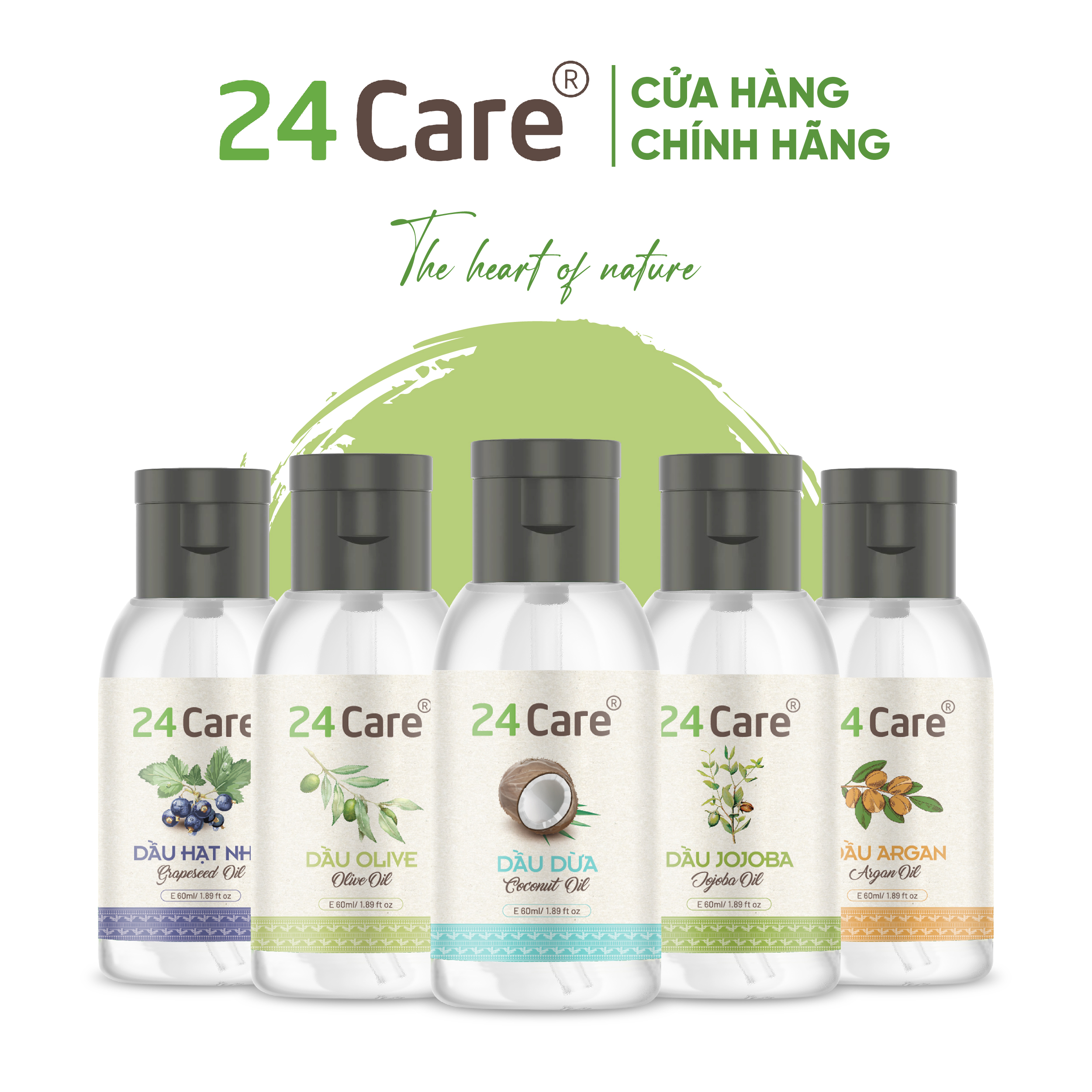 Dầu nền 24care nguyên chất thiên nhiên - Giúp làm đẹp da, dưỡng tóc, nguyên liệu mỹ phẩm thiên nhiên - Dung tích 60ml