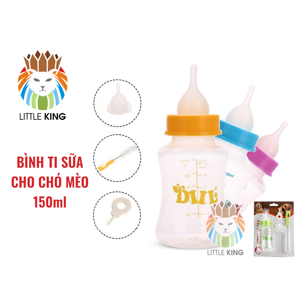 Bình sữa, bình ti 150ml cho chó mèo sơ sinh, thú cưng nhỏ, Pet bottle 150ml Little King pet shop