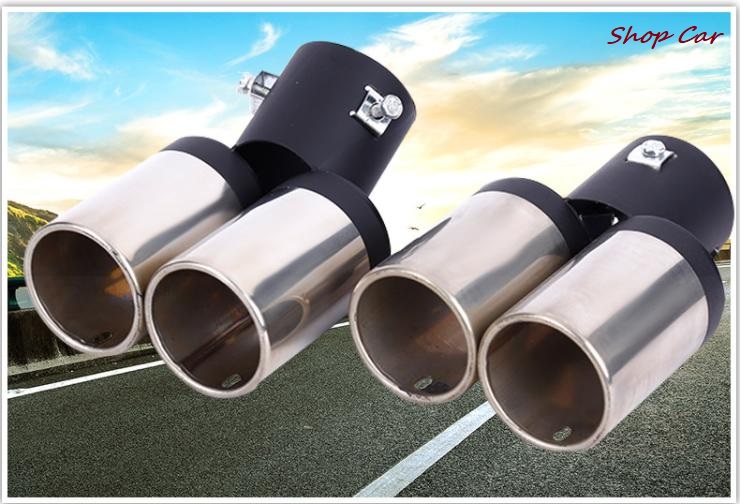 CHỤP ỐNG PÔ CHIA ĐÔI CỔ CONG TRANG TRÍ Ô TÔ + TẶNG 05 VIÊN SỦI RỬA KÍNH SIÊU SẠCH