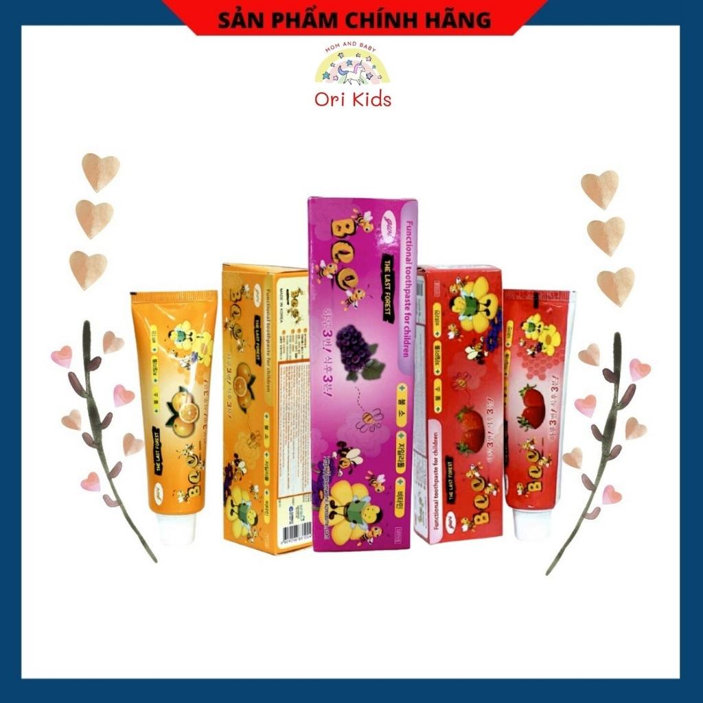 Kem đánh răng cho bé, kem đánh răng trẻ em, kem đánh răng Hàn Quốc Bee 3 vị dâu, cam, nho
