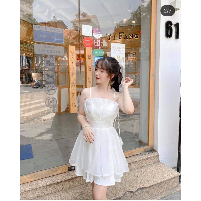 Đầm dạo phố 2 dây xếp bèo ngực nhẹ nhàng, dễ thương - Yuri Dress 🍀