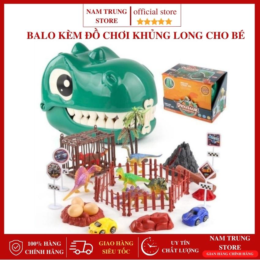 Balo kèm bộ đồ chơi khủng long siêu dễ thương cho bé, Balo khủng long kèm 32 món đồ chơi mini siêu hot