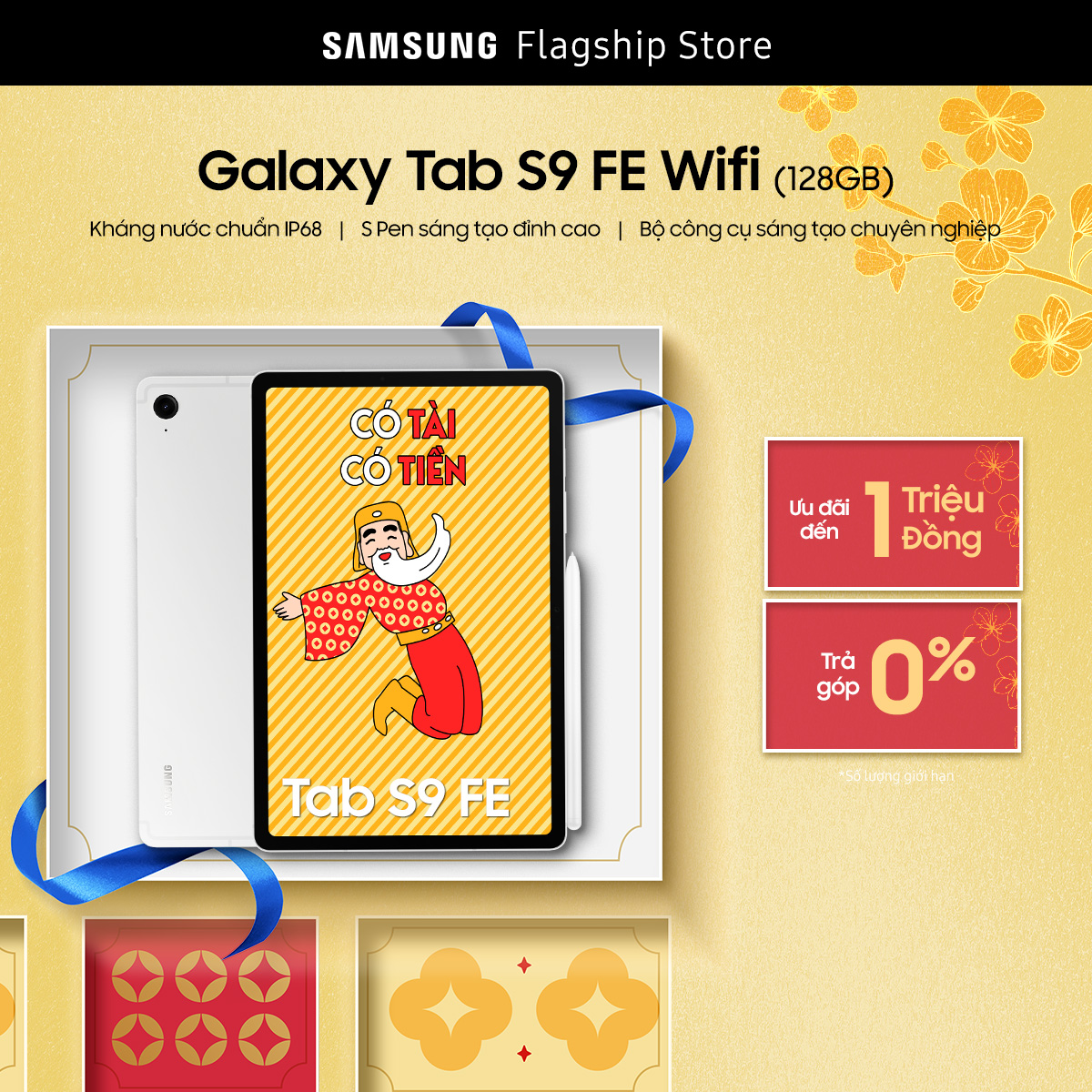 [XẢ KHO 15-17.1] Máy tính bảng Samsung Galaxy Tab S9 FE Wifi, Màn hình lớn 10,9", Hỗ trợ S Pen, 6GB+128GB