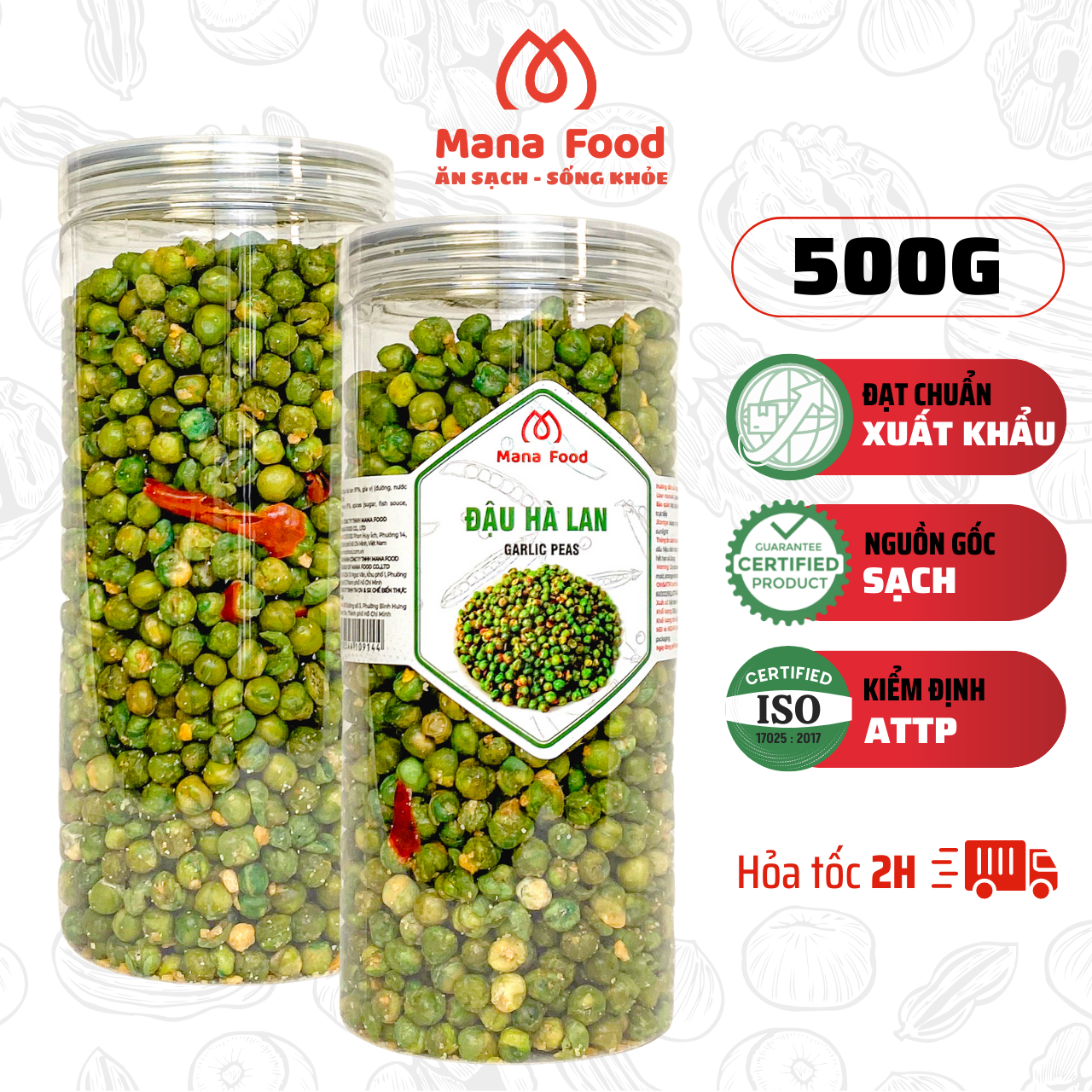 Đậu Hà Lan Tỏi Ớt | cay giòn thích mê, hạt dinh dưỡng  - 450G
