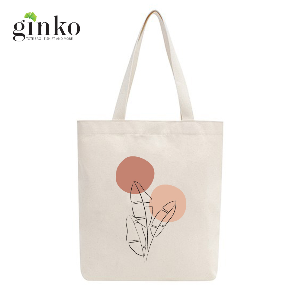 Túi tote vải mộc GINKO dây kéo in hình Minimalism Art (nhiều mẫu)
