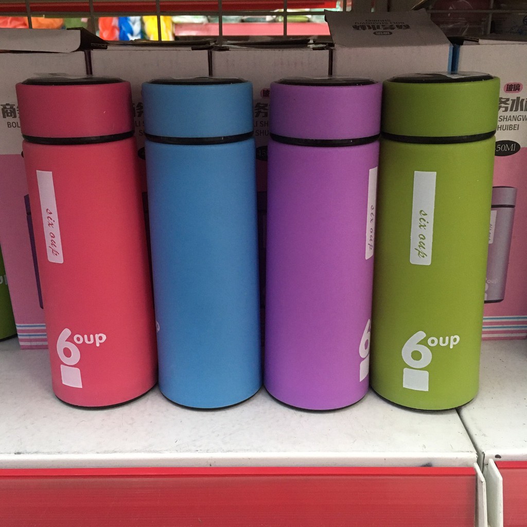 (BÌNH MÀU 6OUP) Bình nước thủy tinh màu- giữ nhiệt thủy tinh bọc nhựa 450ml