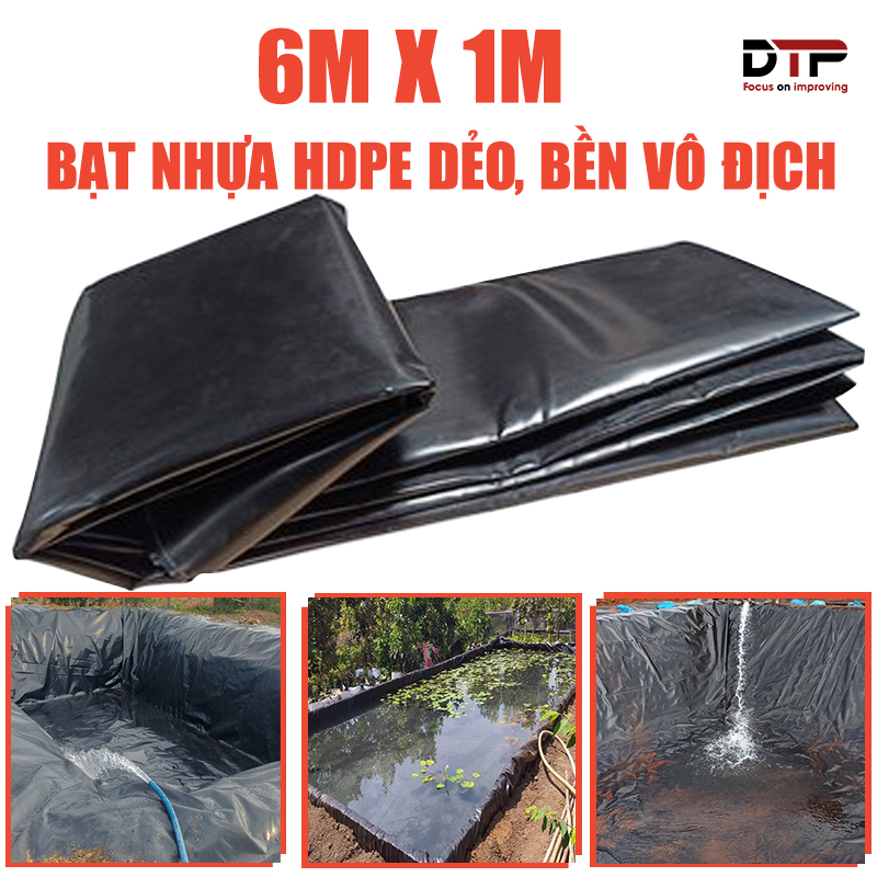 Bạt chống thấm HDPE lót hồ nuôi cá KOI, cá cảnh, hồ chứa nước. Kích thước 6m x 1m. Dày 3 dem, bảo hành 3 năm