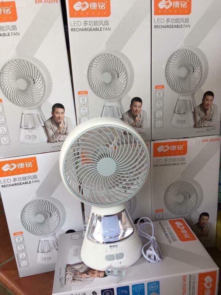 Quạt tích điện mini cao cấp kèm đèn led km-f0296