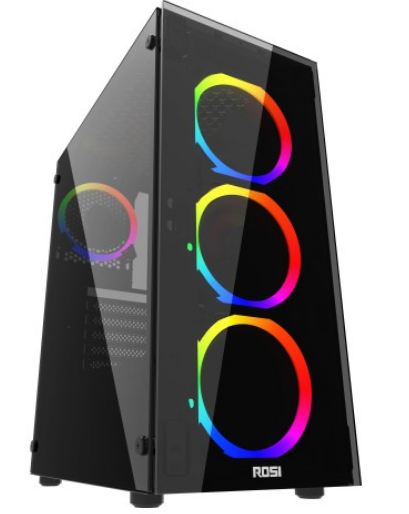 Vỏ case máy tính, vỏ case gaming ROSI JX199 2 mặt kính cường lực.