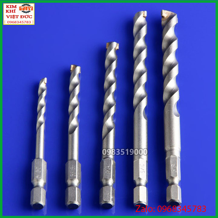 Bộ 5 mũi khoan bê tông chuôi lục giác 4 - 10mm cho khoan pin, điện