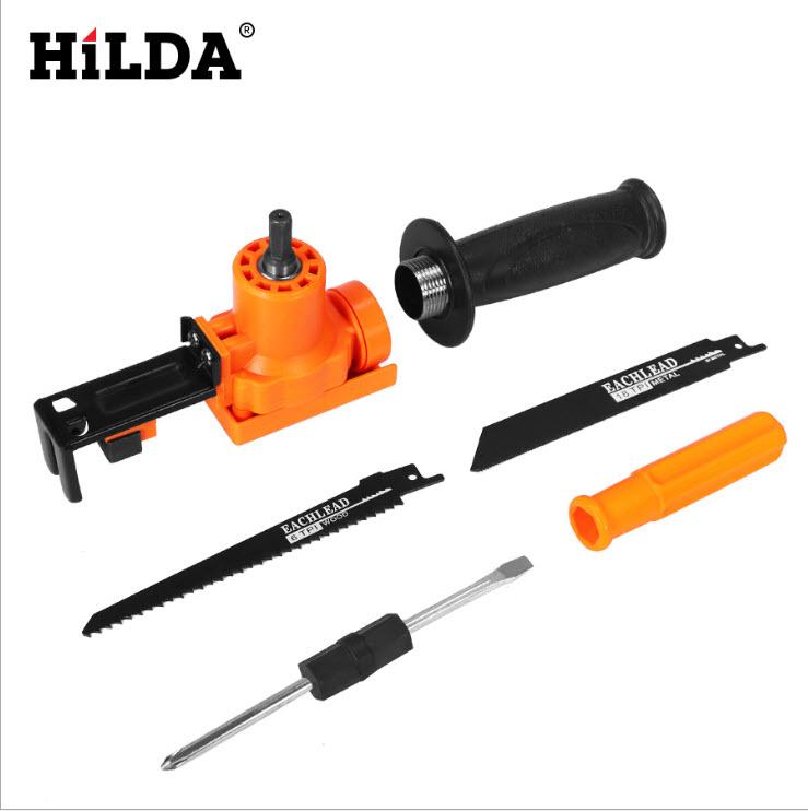 Bộ phụ kiện chuyển khoan tay thành cưa gỗ, cưa sắt + 03 lưỡi cưa