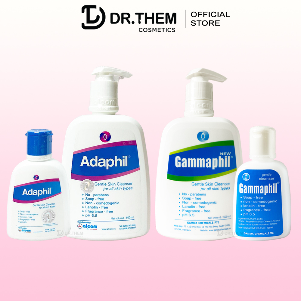 Adaphil / Gammaphil Sữa Rửa Mặt và Toàn Thân Cho Da Dầu Mụn 125ml - 500ml Gamma Gentle Skin Cleanser - Dr Thêm