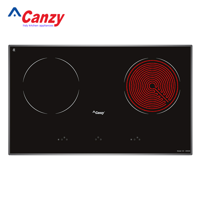 Bếp từ đôi hồng ngoại canzy cz-200gs - dòng có inveter tiết kiệm điện - bảo hành chính hãng 03 năm
