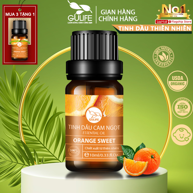 Nguyên Chất Tinh Dầu Cam Ngọt Gulife 10ml - Chiết Xuất 100% Từ Thiên Nhiên - Nhiều Công Dụng Tốt Cho Sức Khỏe - Orange Oil 100% Nature