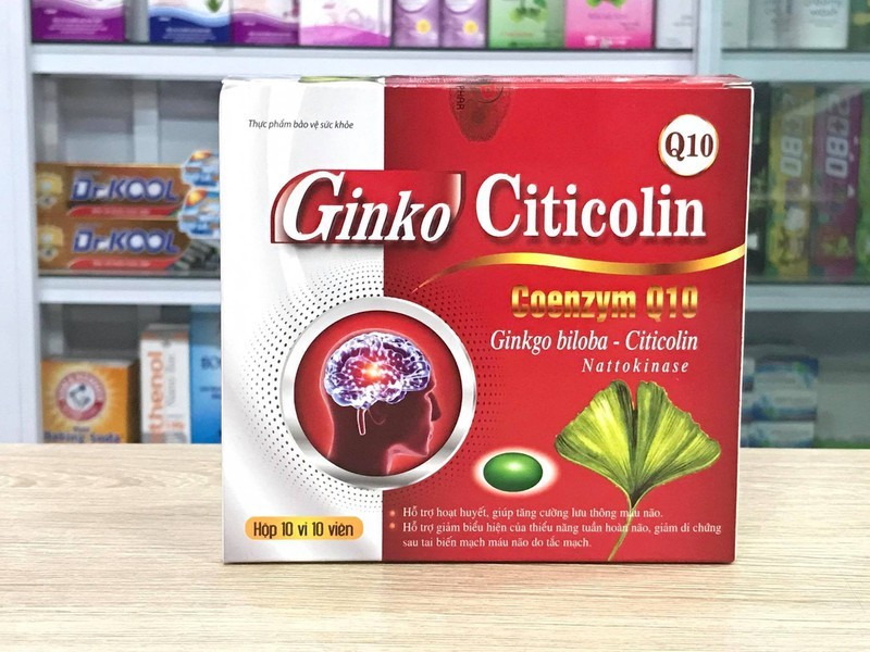 Hoạt huyết bổ não Ginkgo Citicolin Q10- Giảm đau đầu, hoa mắt, chóng mặt, rối loạn tiền đình, mất ngủ, mệt mỏi, suy giảm trí